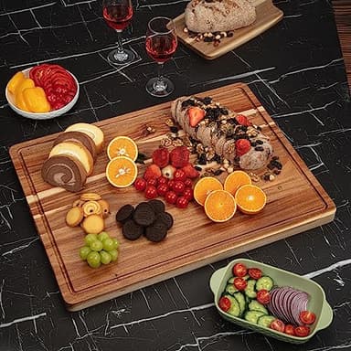 GAOMON 24 x 18 In Acacia Cutting Boardfor Kitchen, XXL Extra Large Charcuterie Cheese Platter Serving Tray, Food Prep and Serving Boards, Chopping Boards for Meal Vegetables and Cheese - Image 3