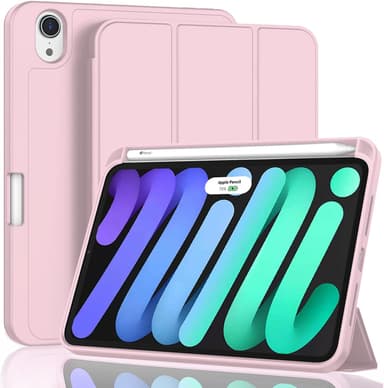 ZryXal for iPad mini 7 Case A17 Pro 2024/iPad Mini 6 Case 2021 8.3 Inch with Pencil Holder, iPad mini 7th/6th Generation Case with Soft TPU Back and Auto Sleep/Wake, Pink - Image 2