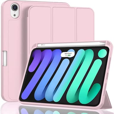 ZryXal for iPad mini 7 Case A17 Pro 2024/iPad Mini 6 Case 2021 8.3 Inch with Pencil Holder, iPad mini 7th/6th Generation Case with Soft TPU Back and Auto Sleep/Wake, Pink - Image 1