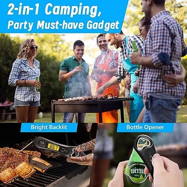 Meat Thermometer Digital, Instant Read Meat Thermometer for Grill and Cooking, with Bottle Opener, Backlight & Calibration Food Thermometer, Kitchen Gadgets for BBQ, Turkey, Candy, Liquids - Image 3
