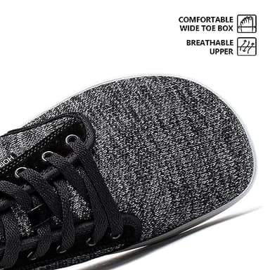 HOBIBEAR Barefoot Minimalist Shoes Womens Mens | Zero Drop | Wide Width Fashion Sneaker Black/Grey,Women 12/Men 11 - Image 2