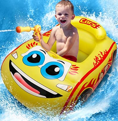 HopeRock Kids Pool Float with Water Gun,Inflatable Ride-on Swimming Pool Toy for Boys Aged 3-8 Years, Toddlers Pool Float Perfect for Summer Fun-Pool Float Kids, Ride-on Swimming Pool Toys(Yellow) - Image 1