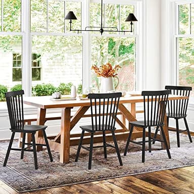 LUE BONA Windsor Dining Chair Set of 4, Spindle Back Wooden Chairs for Kitchen and Dining Room, Restaurant, Cafe, Hotel, Black - Image 3