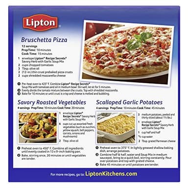 SOUP SECRETS Lipton Recipe Soup and Dip Mix For a Delicious Meal Savory Herb with Garlic Great With Your Favorite Recipes, Dip or Soup Mix 2.4 Ounce (Pack of 12) - Image 4