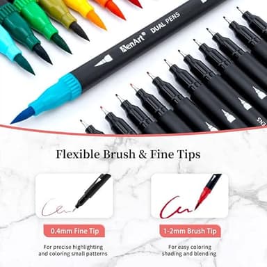 Dual Markers Brush Pens, 36 Fine Point Art Marker, Double Tip Colored Pen for Adult Coloring Hand Lettering, School Classroom Art Suppliers - Image 2