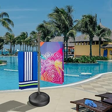 Hestiasko Pool Towel Rack Outdoor, 59" Metal Outdoor Towel Rack for Hot Tub with 3 Adjustable Bars, Patio & Hot Tub Accessories for Adults, Upscale Pool Towel Holder - Gray - Image 7