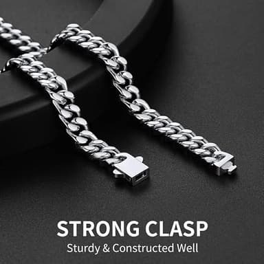 Stainless Steel Mens Cuban Link Chain, Miami Cuban Chain Necklace for Men, 7mm Wide Hip Hop Mens Jewelry, 20" - Image 3