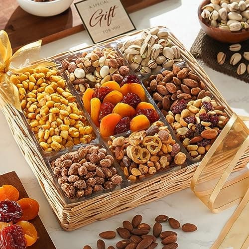 Broadway Basketeers Fruit And Nuts Gift Basket - Gourmet Healthy Gifts For Men Woman Corporate - Image 1