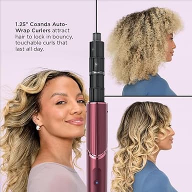Shark FlexStyle Air Styling & Drying System, Powerful Hair Dryer Brush & Multi-Styler with Auto-Wrap Curlers, Diffuser, Paddle Brush, Round Brush, Concentrator Attachment, Black Cherry, HD457CR - Image 6