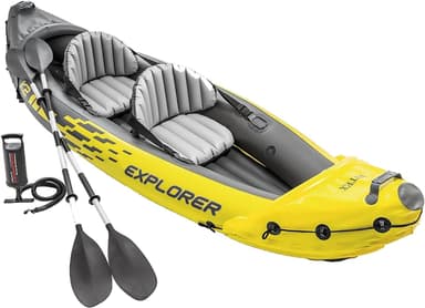 Intex 68307EP Explorer K2 Inflatable Kayak Set: Includes Deluxe 86in Aluminum Oars and High-Output Pump – SuperStrong PVC – Adjustable Seats with Backrest – 2-Person – 400lb Weight Capacity - Image 2