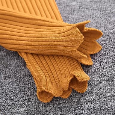 YETANLID Toddler Girls Knit Sweater Dress Long Sleeve Soft Touch Mock Neck Bodycon Winter Pullover Sweater Dress Yellow Size 3-4T - Image 6