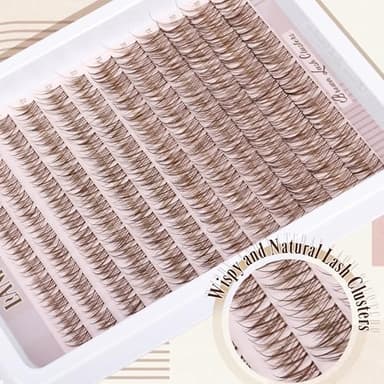 Brown Lash Clusters Kit Natural Lash Extension Kit Wispy Eyelash Clusters C Curved Cluster Eyelash Extensions 10-16mm Eyelash Extension Kit Brown Individual Lashes DIY at Home by Lanflower - Image 6