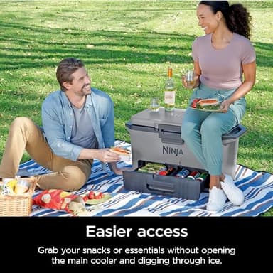 Ninja FB151GY FrostVault 50qt Hard Cooler with Dry Zone, Integrated Fridge-Temp Dry Storage Drawer, Premium Heavy-Duty Insulated Cooler, Keeps Ice for Days, Slate Gray - Image 6