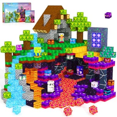 Magnetic Blocks Games Building Toys for 3-16 Year Old Boys Girls, Toddler Kids Magnetic Cubes Tiles Sensory Montessori Education Learning Travel Toys Ages 3+ Halloween Birthday Party Favors Gifts - Image 1