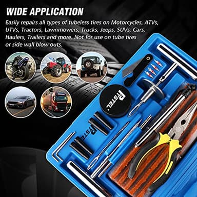 Tire Repair Kit, 99Pcs Car Tyre Repair Set, PTSTEL Heavy Duty Flat Puncture Patch Tool Set Universal Plug Flats Wheels Speedy seal for Car Bicycles Truck RV SUV ATV Motorcycle - Image 5