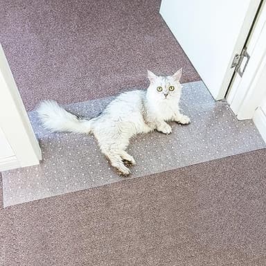 Carpet Protector for Pets Cat Carpet Protector/Repellent Barrier for Doorway Corner, Anti Scratch Under Door Cat Scratch Protector Mat, Easy to Cut Plastic Stopper (Clear, 3.6FT-1pack) - Image 1