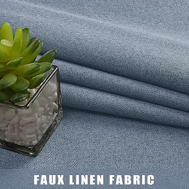 OVZME Total Blackout Curtains 63 Inches Long 2 Panels, Textured Full Room Darkening Panels, Faux Linen Look Thermal Insulated Drapes Panels for Bedroom Living Room (Grommets, Blue, 2xW40xL63) - Image 7