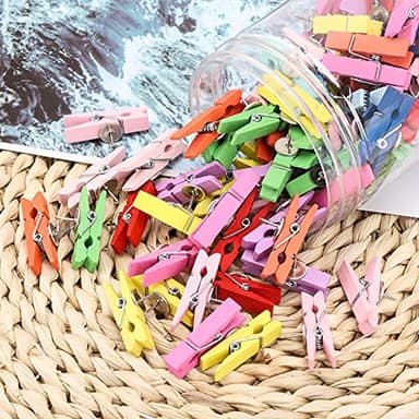 50Pcs Wooden Clips Push Pins Tacks for Cork Board Artwork for Crafts Arts Projects Photo Supplies(Colorful) - Image 7