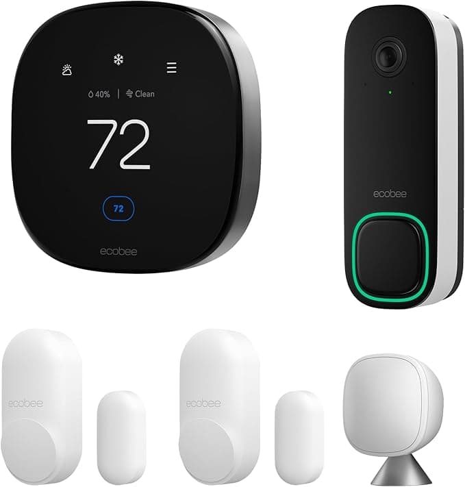 ecobee Total Security and Savings Bundle with Smart Doorbell Camera (Wired), SmartSensor for Doors and Windows, and Smart Thermostat Premium - Image 1
