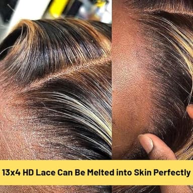 ADESORAES 26 Inch Honey Blonde Wigs Human Hair 180% Density 4/27 Highlight Ombre Lace Front Wigs 100% Human Hair Water Wave Lace Frontal Wigs Pre Plucked Wet and Wavy Curly Human Hair Wig - Image 4