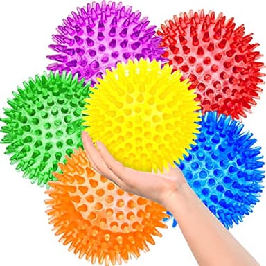 SHARLOVY 3.5” Large Dog Toys Ball, 6 Pack Squeaky oys, Durable for Aggressive Chewers, Spiky Ball for Clean Teeth and Training, Fetch Toys for Large Dogs, for Puppy Chew and Teething - Image 1