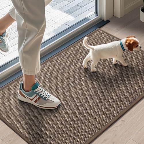 LEKEEPGO Door Mat 17"x29", Non Slip Door Mat Indoor Entrance, Rubber Backing Indoor Door mat Washable Absorbent Low-Profile Doormat Front Entryway Entry Resist Dirt Inside Door Mats, Brown - Image 1