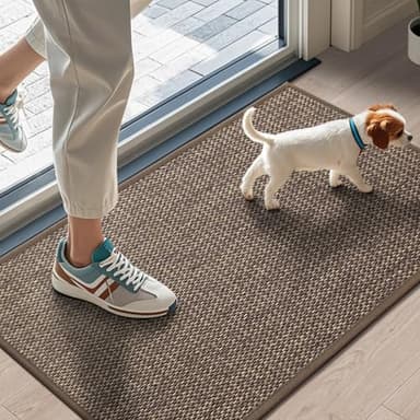 LEKEEPGO Door Mat 17"x29", Non Slip Door Mat Indoor Entrance, Rubber Backing Indoor Door mat Washable Absorbent Low-Profile Doormat Front Entryway Entry Resist Dirt Inside Door Mats, Brown - Image 1