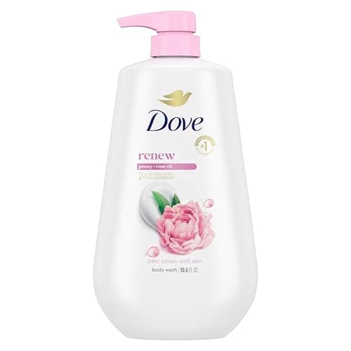 Dove Body Wash with Pump Renew Peony & Rose Oil For 24hr Lotion-Soft Skin Moisturizing Skin Cleanser with No Sulfates No Parabens 30.6 Oz - Image 1