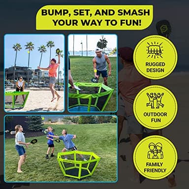 PaddleSmash - Pickleball Yard Game, As Seen on Shark Tank - Beach, Backyard, Lawn, Outdoor Activities for Adults and Family - Easy Assembly, Includes 4 Paddles, 2 Balls & Case - Image 8