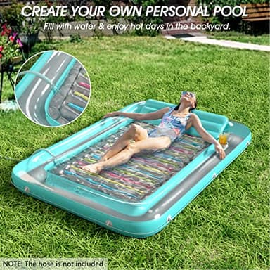 Inflatable Tanning Pool Lounger Float - Jasonwell 4 in 1 Sun Tan Tub Sunbathing Pool Lounge Raft Floatie Toys Water Filled Tanning Bed Mat Pad for Adult Blow Up Kiddie Pool Kids Ball Pit Pool (XL) - Image 4