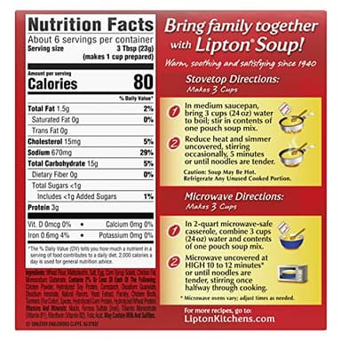 SOUP SECRETS Lipton Instant Soup Mix For a Warm Bowl of Soup Extra Noodle Soup Made With Real Chicken Broth Flavor 4.9 oz 2 ct, Pack of 12 - Image 2