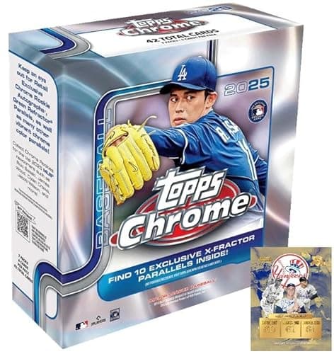 NEW 2025 ToppsCHROME Baseball Trading Card MEGA Box with 42 Cards, 10 Exclusive X-fractors Per Box, Bonus Custom Judge Card Sized Print - Image 1