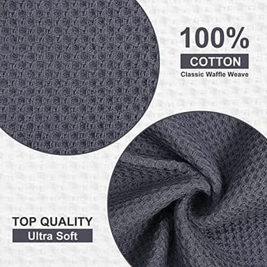 Kitinjoy 100% Cotton Kitchen Dish Cloths, 12 Pack Waffle Weave Ultra Soft Absorbent Dish Towels for Drying Dishes Quick Drying Kitchen Towels Dish Rags, 12 X 12Inch, Dark Grey - Image 2
