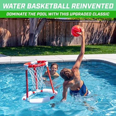 GoSports Splash Hoop 360 Floating Pool Basketball Game - Includes Hoop, 2 Balls and Pump - Red - Image 2