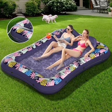 Tanning Pool Lounger Float, OKSUWATER 87" x 63" Pool Floats Adult with Headrest & Drink Holder, Blow-Up Bed Sun Tan Tub for Sunbathing, Beach, Backyard, Outdoor, Summer Water Party, XL - Image 2