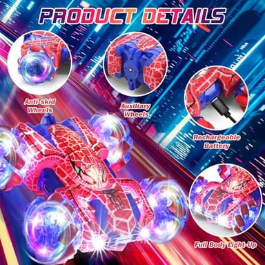 Punieayi Gesture Sensing Remote Control Car, 2.4Ghz RC Cars with Wholebody Light & Headlight, Hand Controlled Double Sided Rechargeable RC Stunt Car Spider Toys for Boys 4-6 5-7 8-13 - Image 2