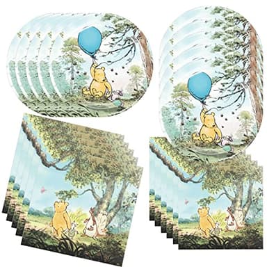 41Pack Pooh Birthday Decorations, 20 Plates, 20 Napkins and 1 Tablecover for Pooh Bear Birthday Party Supplies - Image 4