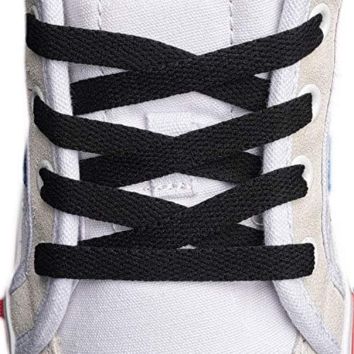 AOMIDI Flat Shoe laces 5/16" Wide Shoelaces 4 Pair for Athletic Running Sneakers Shoes Boot Strings replacements (72" inches (183 cm), Black) - Image 1