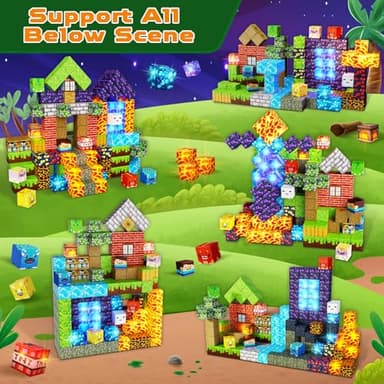 150 PCS Magnetic Blocks with Light Blocks - Magnet Tiles Toys for Kids, Boys and Girls, Magnetic Building Blocks Cubes, Stacking Magnets for Kids, Birthday Gifts for Boys and Girls Age 3+ Years Old - Image 3