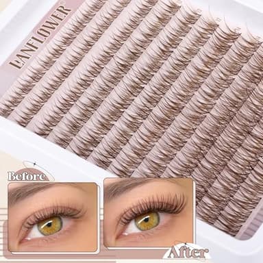 Brown Lash Clusters Kit Natural Lash Extension Kit Wispy Eyelash Clusters C Curved Cluster Eyelash Extensions 10-16mm Eyelash Extension Kit Brown Individual Lashes DIY at Home by Lanflower - Image 4