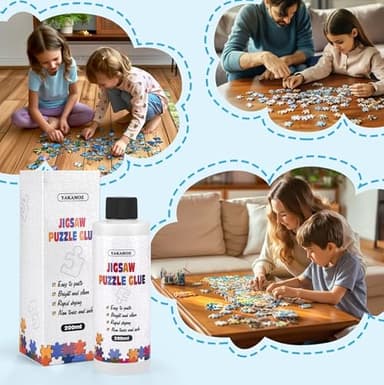 YAKAMOZ Clear Jigsaw Puzzle Glue with Precision Applicator – Non-Toxic, Quick Dry & Water-Soluble for Puzzles up to 5000 Pieces (200ML) - Image 4