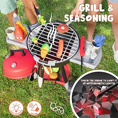 JOYIN 34 PCS Kitchen Toy Set, BBQ Play Grill, Cooking Toy Set, Little Chef Play, Kids Grill Playset Interactive BBQ for Kids with Light & Sound, Birthday Gift for Boys Girls - Image 2