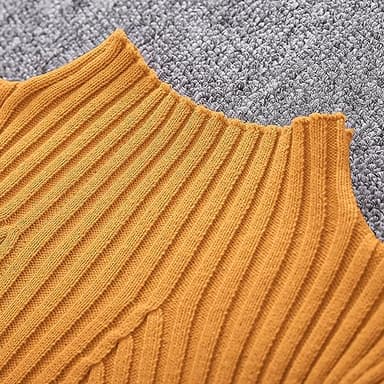 YETANLID Toddler Girls Knit Sweater Dress Long Sleeve Soft Touch Mock Neck Bodycon Winter Pullover Sweater Dress Yellow Size 3-4T - Image 5