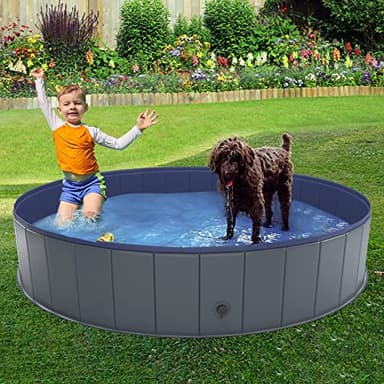 Niubya Foldable Dog Swimming Pool, Collapsible Hard Plastic, Portable Bath Tub for Pets Dogs and Cats, Pet Wading Pool for Indoor and Outdoor, 64 x 12 Inches - Image 5