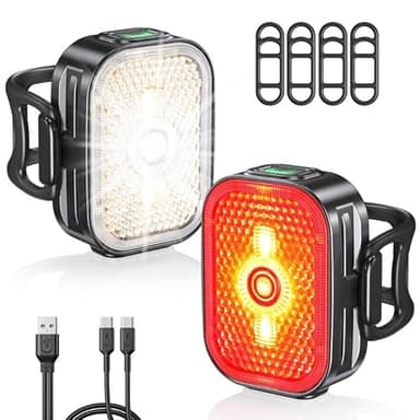 Viccux Bike Lights Set with Wide-Angle Reflectors, 8+6 Modes & Ultra-Light Bicycle Lights Powersports Accessory, IP65 Waterproof & Dual USB-C 1-2 Hrs Fast Charge Bike Light for Road Mountain Cycling - Image 1