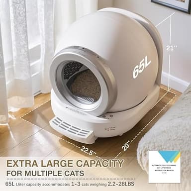 Greesum Automatic Self-Cleaning Litter Box for Multi-Cat Homes: Safe, APP-Controlled, Low Noise | Includes Mat & 1 Garbage Bags - Image 7