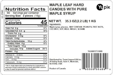 Yupik Maple Leaf Hard Candies With Pure Maple Syrup, 2.2 lb (35.2 oz), Individually Wrapped, Made in Canada, Authentic Flavor, Sweet Candy, Delicious Snack, Ideal for Gifting - Image 2