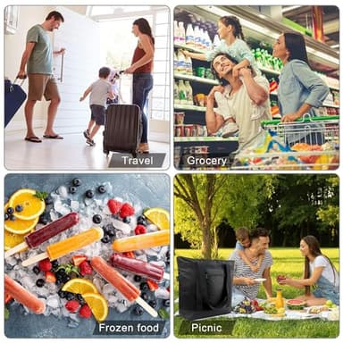 BeeGreen Cooler Bag Soft Insulated Tote for Beach Travel Grocery Shopping Lunch Portable Large Ice Coolers with Handle Hard Freezer Bags with Zippered Top Foldable Leakproof Delivery Totes Moss - Image 9