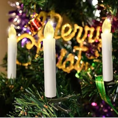 10PCS LED Flameless Taper Candles Flickering with Remote Timer, Battery Operated Waterproof Christmas Tree Candles, Warm White Window Lights Clips, Perfect for Christmas, Home Decoration - Image 4