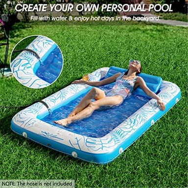 Inflatable Tanning Pool Lounger Float - Jasonwell 4 in 1 Sun Tan Tub Sunbathing Pool Lounge Raft Floatie Toys Water Filled Tanning Bed Mat Pad for Adult Blow Up Kiddie Pool Kids Ball Pit Pool (L) - Image 4